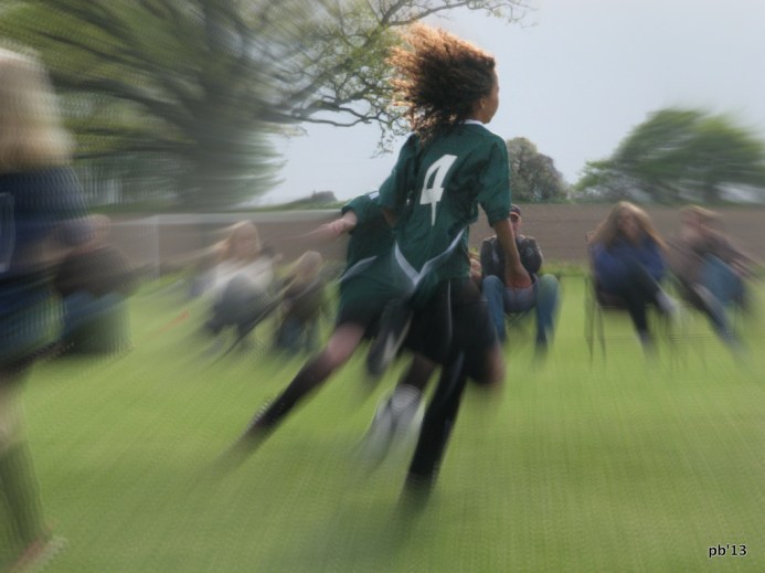 Girls playing soccer