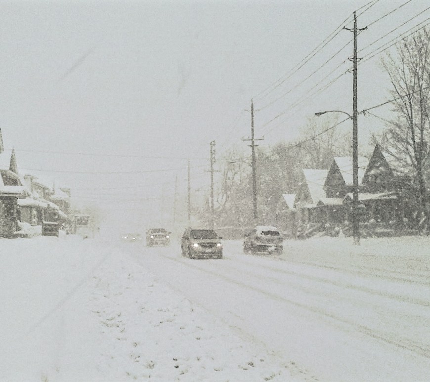 Winter road in London