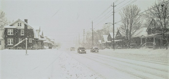 Winter road in London