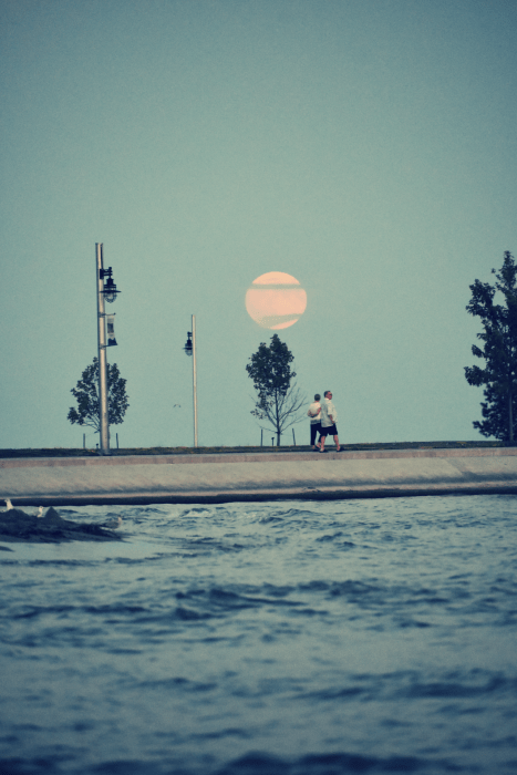 Moon rise over Lake Erie